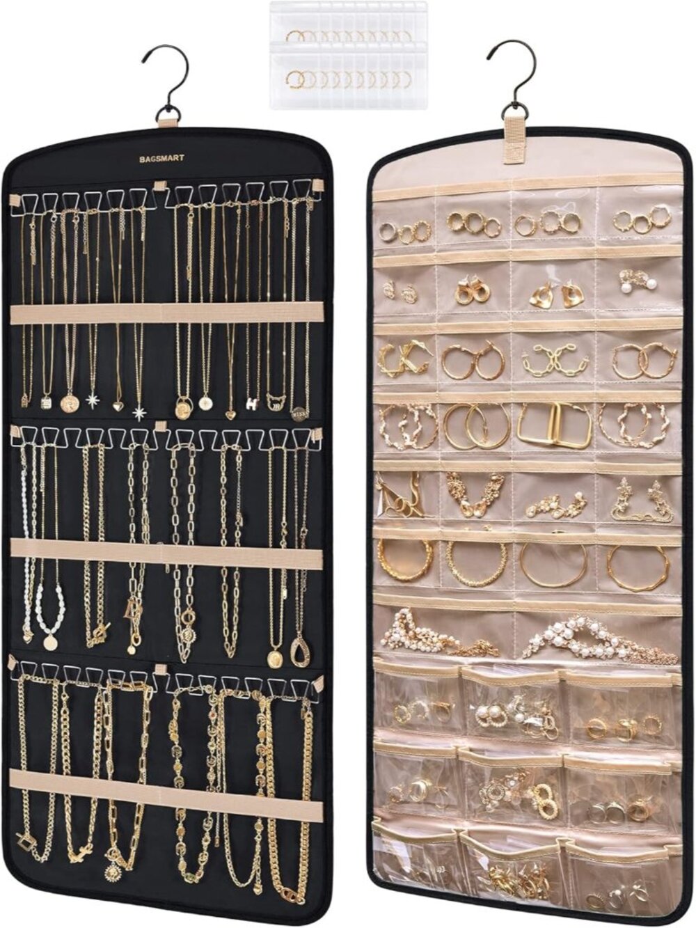 〽️Jewelry Organizer Hanging Necklace Holder Large Black Anti Tangle Storage Bag
